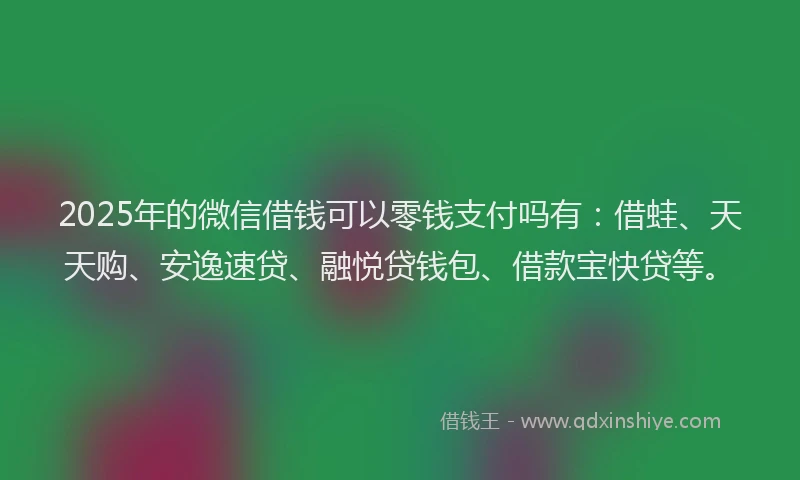 2025年的微信借钱可以零钱支付吗有：借蛙、天天购、安逸速贷、融悦贷钱包、借款宝快贷等。