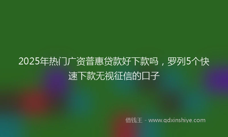2025年热门广资普惠贷款好下款吗，罗列5个快速下款无视征信的口子