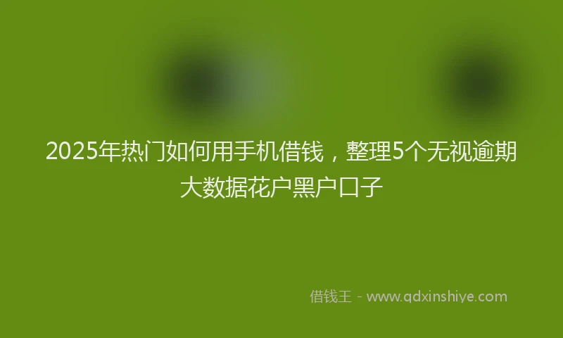 2025年热门如何用手机借钱，整理5个无视逾期大数据花户黑户口子