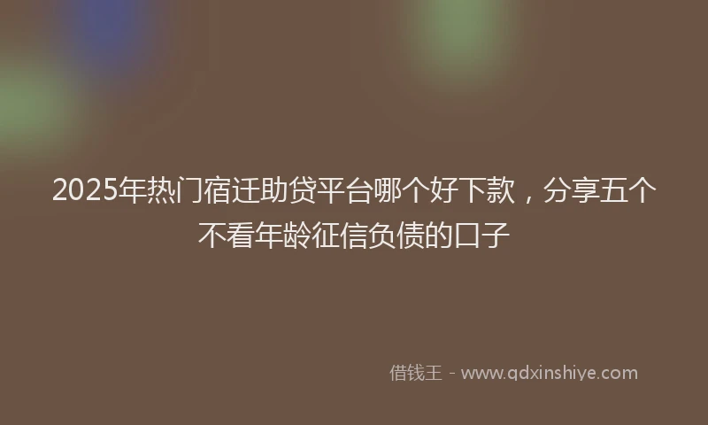 2025年热门宿迁助贷平台哪个好下款，分享五个不看年龄征信负债的口子