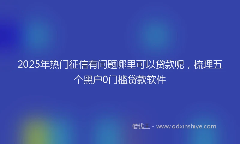 2025年热门征信有问题哪里可以贷款呢，梳理五个黑户0门槛贷款软件