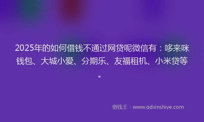 2025年的如何借钱不通过网贷呢微信有：哆来咪钱包、大城小爱、分期乐、友福租机、小米贷等。