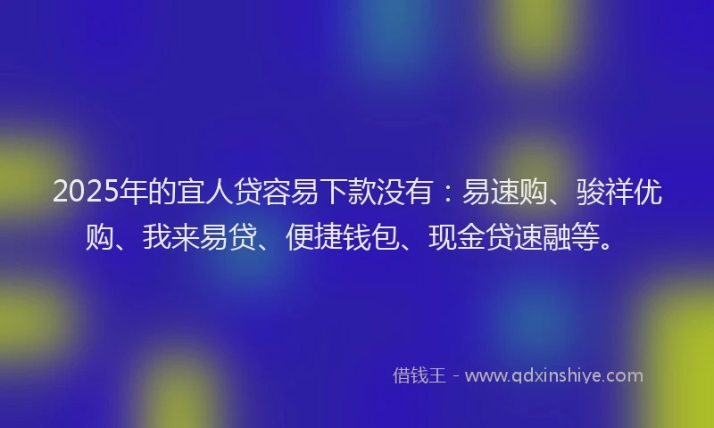 2025年的宜人贷容易下款没有：易速购、骏祥优购、我来易贷、便捷钱包、现金贷速融等。