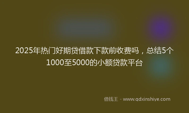 2025年热门好期贷借款下款前收费吗，总结5个1000至5000的小额贷款平台