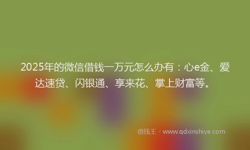 2025年的微信借钱一万元怎么办有：心e金、爱达速贷、闪银通、享来花、掌上财富等。