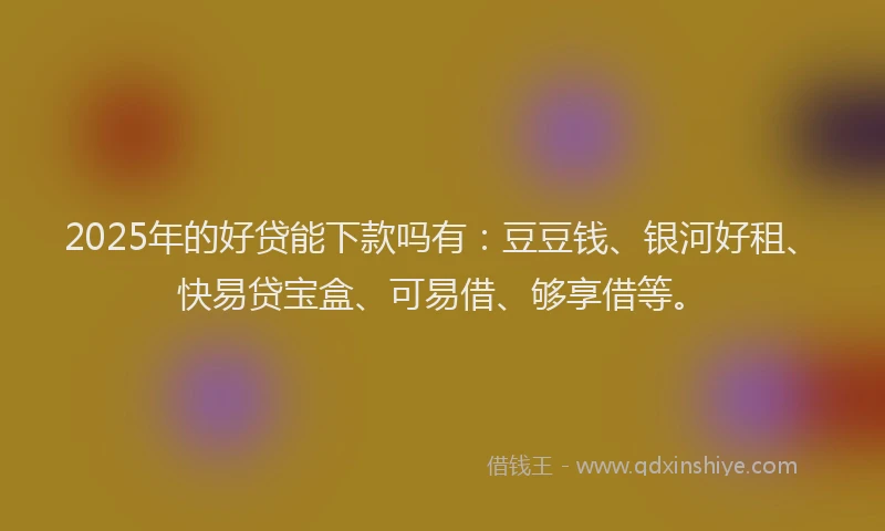 2025年的好贷能下款吗有：豆豆钱、银河好租、快易贷宝盒、可易借、够享借等。