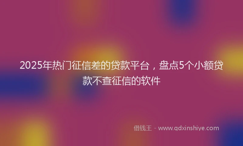 2025年热门征信差的贷款平台，盘点5个小额贷款不查征信的软件