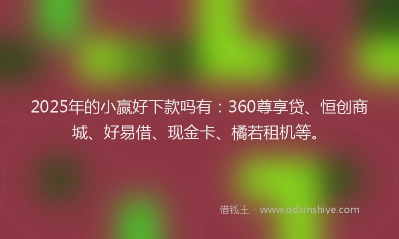 2025年的小赢好下款吗有：360尊享贷、恒创商城、好易借、现金卡、橘若租机等。