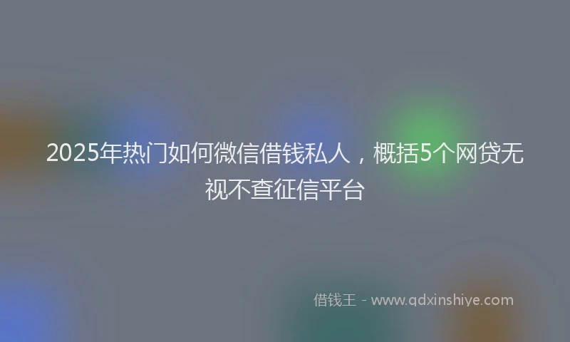 2025年热门如何微信借钱私人，概括5个网贷无视不查征信平台