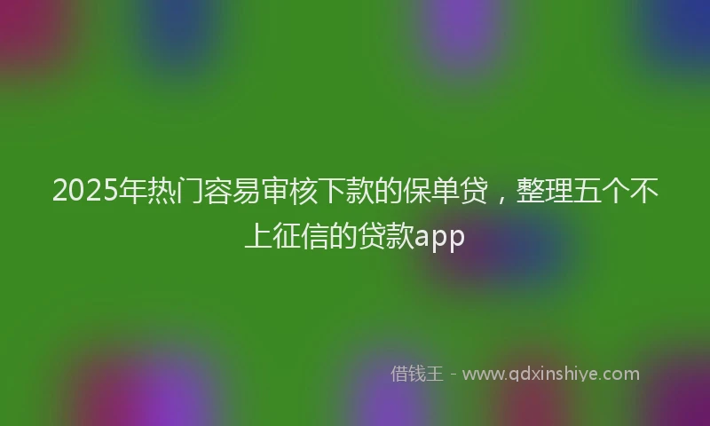 2025年热门容易审核下款的保单贷，整理五个不上征信的贷款app
