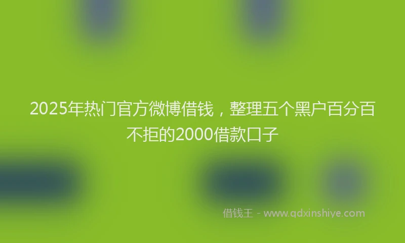 2025年热门官方微博借钱，整理五个黑户百分百不拒的2000借款口子