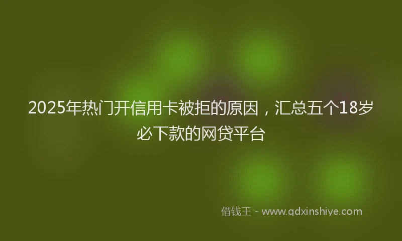 2025年热门开信用卡被拒的原因，汇总五个18岁必下款的网贷平台