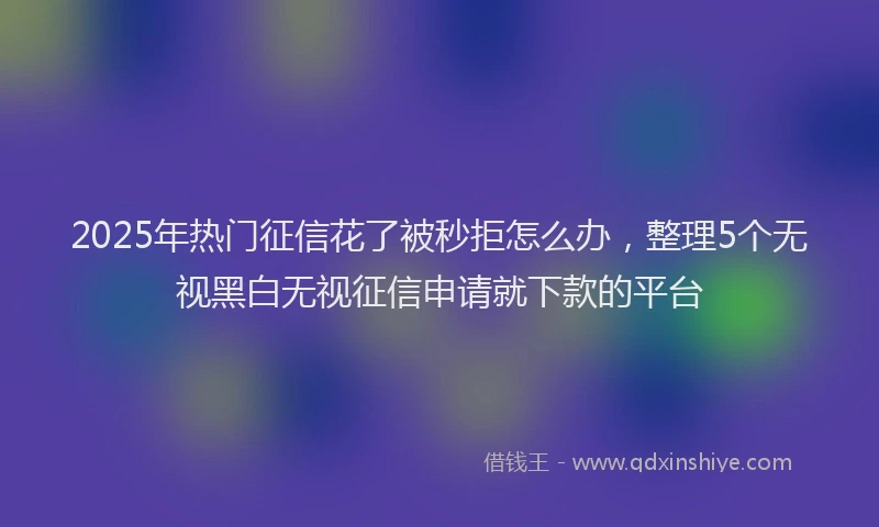 2025年热门征信花了被秒拒怎么办，整理5个无视黑白无视征信申请就下款的平台