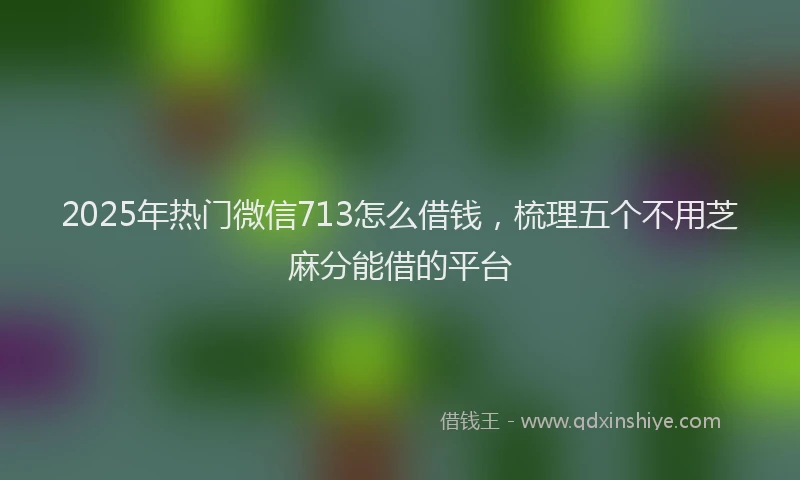 2025年热门微信713怎么借钱，梳理五个不用芝麻分能借的平台