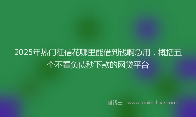 2025年热门征信花哪里能借到钱啊急用，概括五个不看负债秒下款的网贷平台