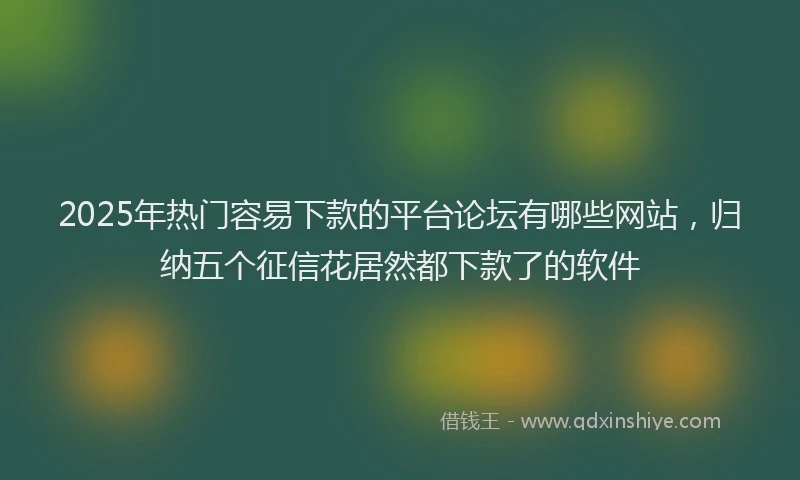 2025年热门容易下款的平台论坛有哪些网站，归纳五个征信花居然都下款了的软件