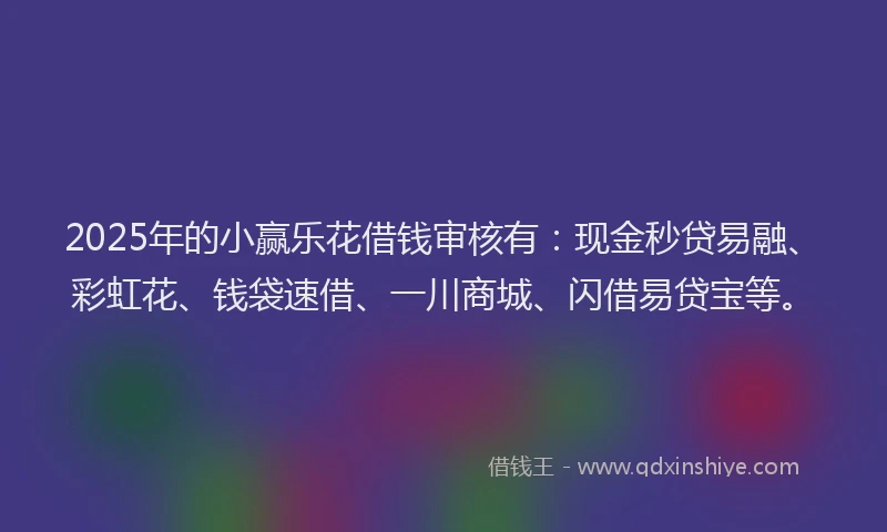2025年的小赢乐花借钱审核有：现金秒贷易融、彩虹花、钱袋速借、一川商城、闪借易贷宝等。