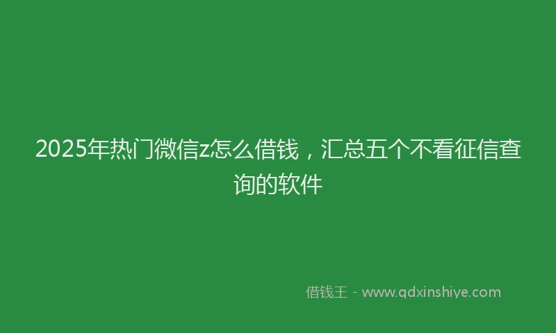2025年热门微信z怎么借钱，汇总五个不看征信查询的软件