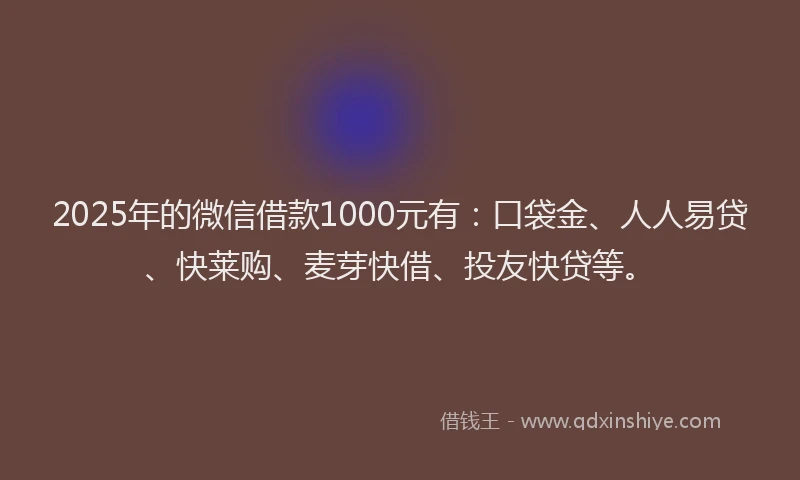 2025年的微信借款1000元有：口袋金、人人易贷、快莱购、麦芽快借、投友快贷等。