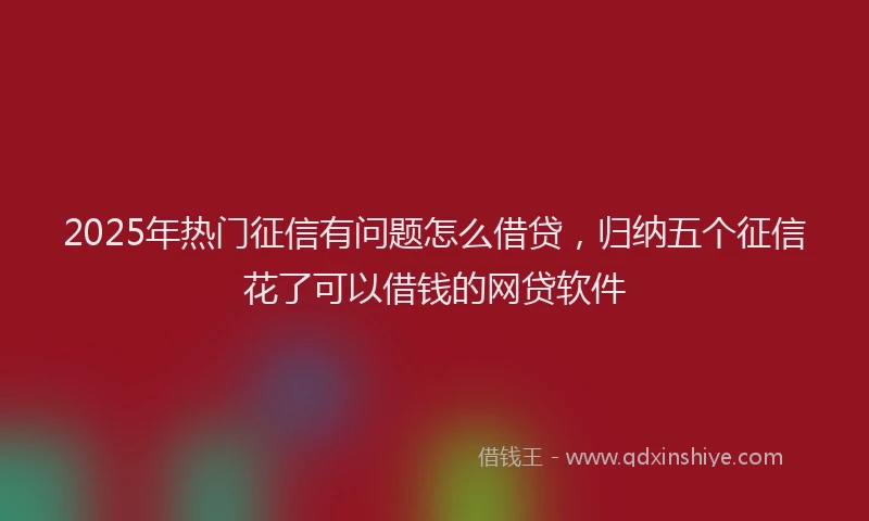 2025年热门征信有问题怎么借贷，归纳五个征信花了可以借钱的网贷软件