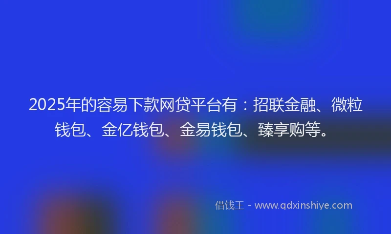 2025年的容易下款网贷平台有：招联金融、微粒钱包、金亿钱包、金易钱包、臻享购等。