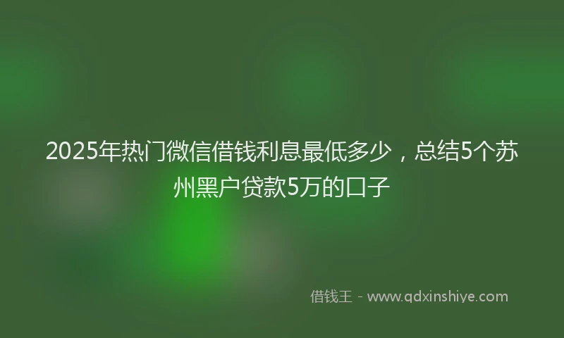 2025年热门微信借钱利息最低多少，总结5个苏州黑户贷款5万的口子