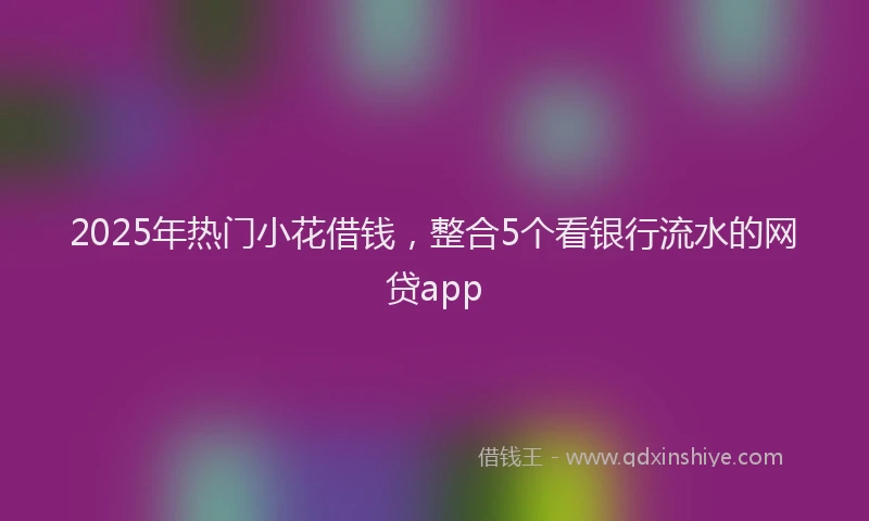 2025年热门小花借钱，整合5个看银行流水的网贷app