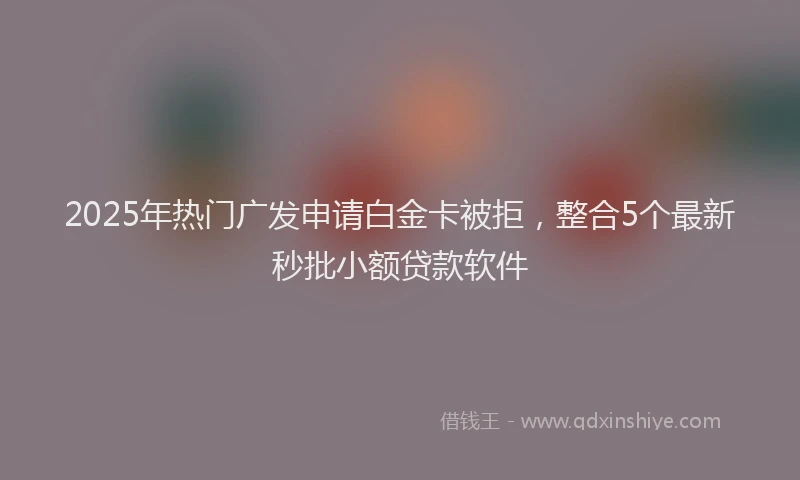 2025年热门广发申请白金卡被拒，整合5个最新秒批小额贷款软件