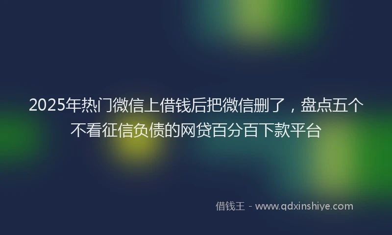 2025年热门微信上借钱后把微信删了，盘点五个不看征信负债的网贷百分百下款平台