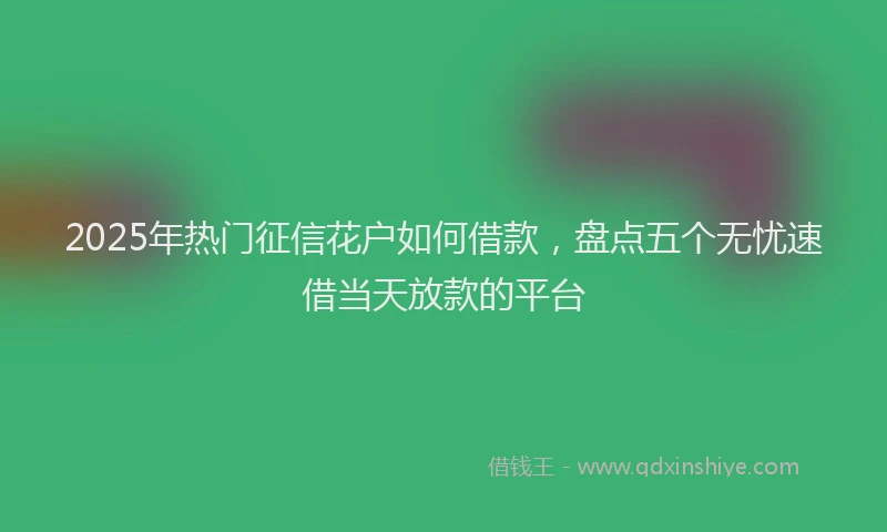2025年热门征信花户如何借款，盘点五个无忧速借当天放款的平台