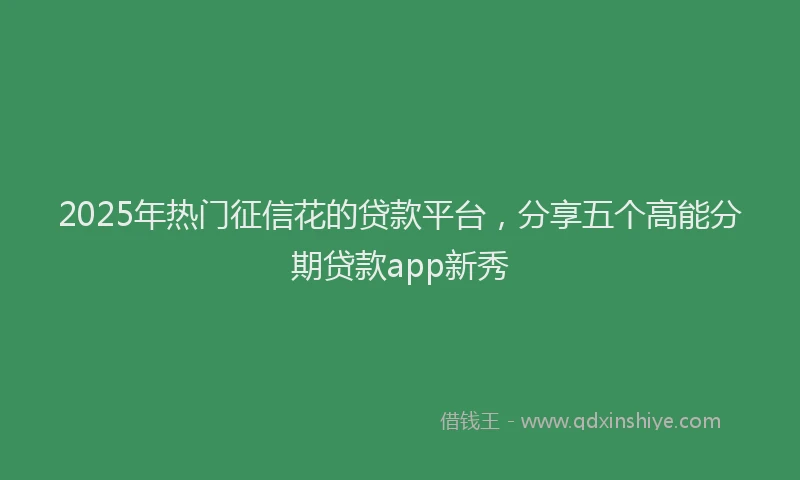 2025年热门征信花的贷款平台，分享五个高能分期贷款app新秀