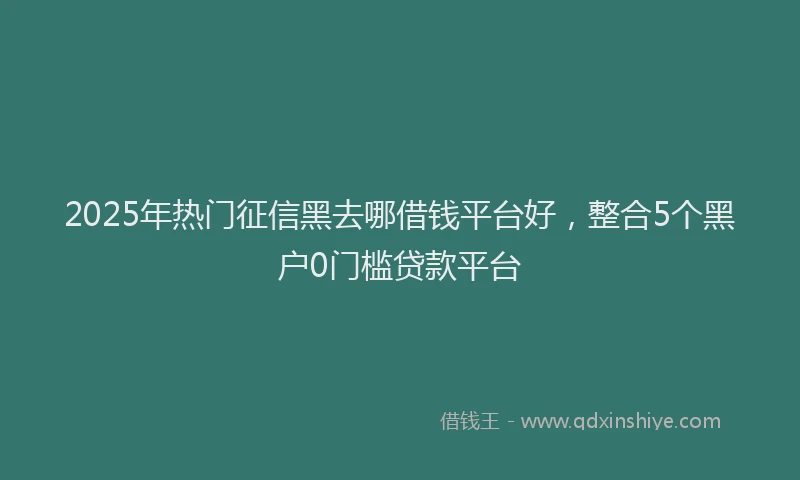 2025年热门征信黑去哪借钱平台好，整合5个黑户0门槛贷款平台