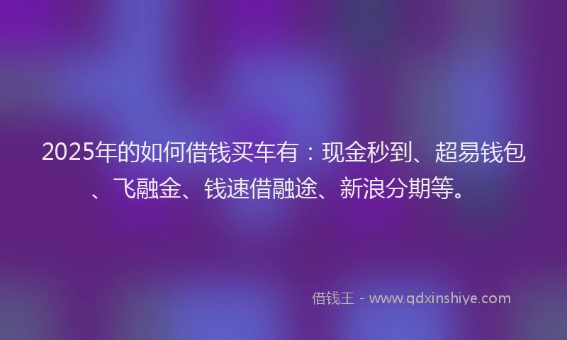 2025年的如何借钱买车有：现金秒到、超易钱包、飞融金、钱速借融途、新浪分期等。