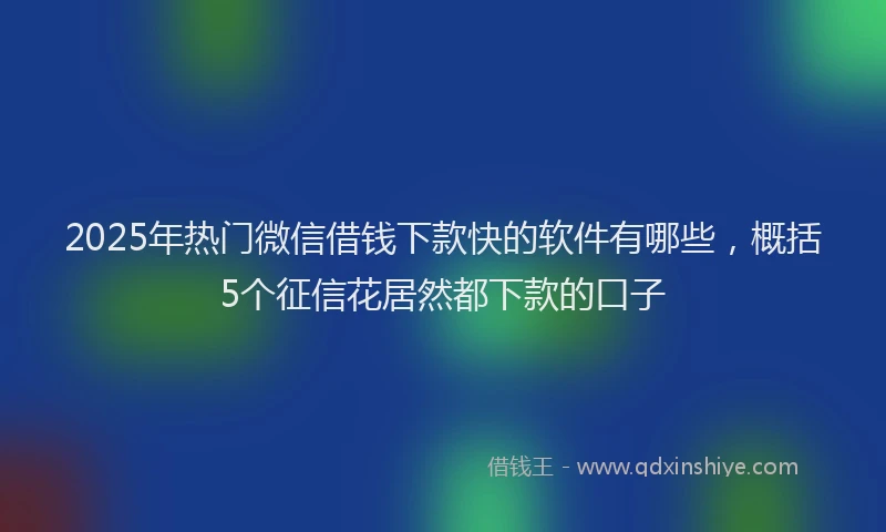 2025年热门微信借钱下款快的软件有哪些，概括5个征信花居然都下款的口子