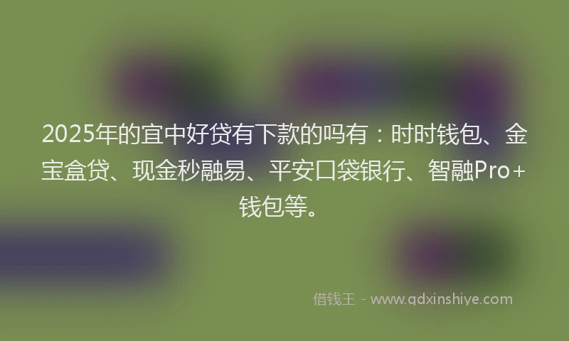 2025年的宜中好贷有下款的吗有：时时钱包、金宝盒贷、现金秒融易、平安口袋银行、智融Pro+钱包等。