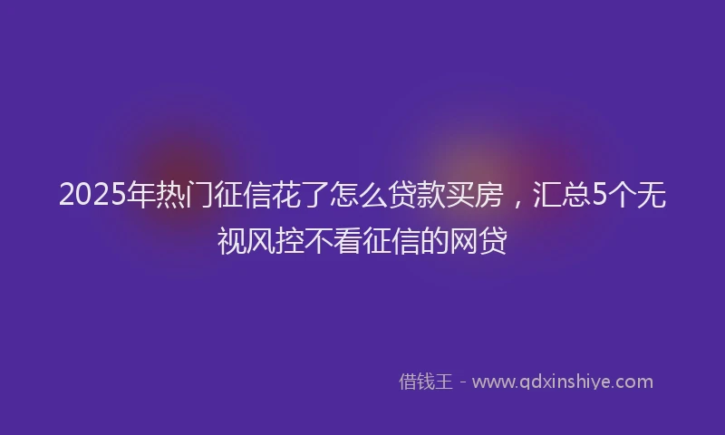 2025年热门征信花了怎么贷款买房，汇总5个无视风控不看征信的网贷