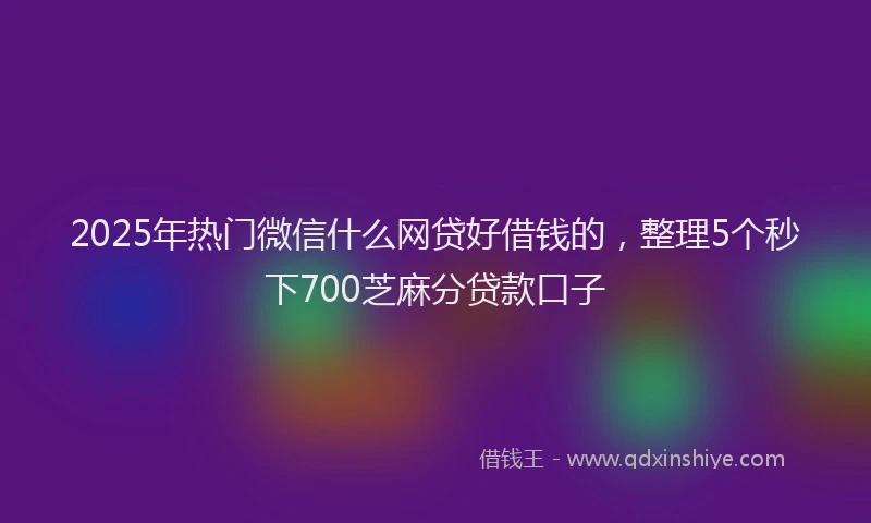 2025年热门微信什么网贷好借钱的，整理5个秒下700芝麻分贷款口子