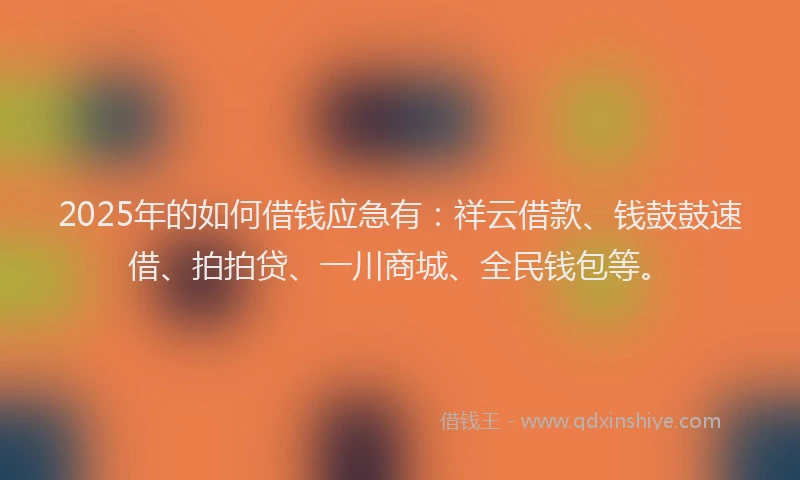 2025年的如何借钱应急有：祥云借款、钱鼓鼓速借、拍拍贷、一川商城、全民钱包等。