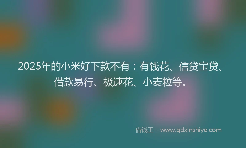 2025年的小米好下款不有：有钱花、信贷宝贷、借款易行、极速花、小麦粒等。