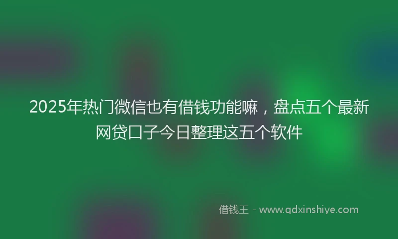 2025年热门微信也有借钱功能嘛，盘点五个最新网贷口子今日整理这五个软件