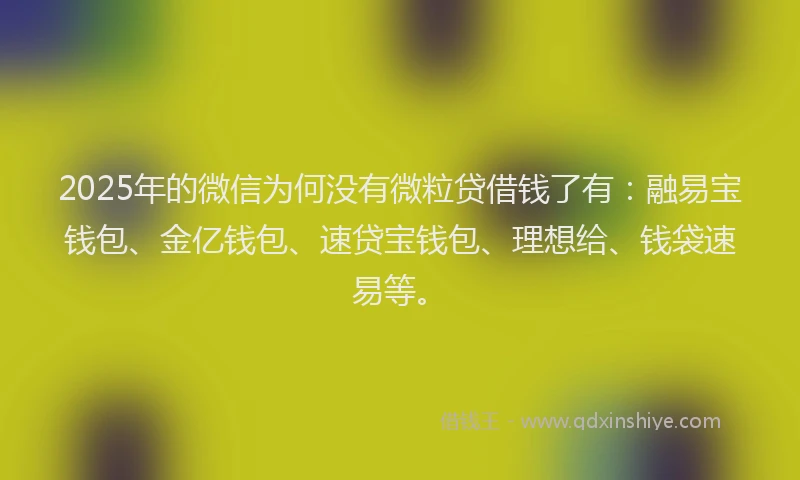 2025年的微信为何没有微粒贷借钱了有：融易宝钱包、金亿钱包、速贷宝钱包、理想给、钱袋速易等。