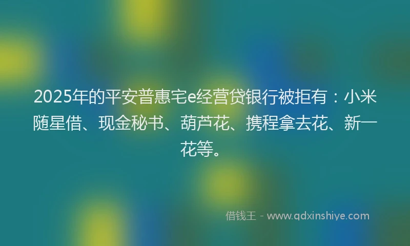2025年的平安普惠宅e经营贷银行被拒有：小米随星借、现金秘书、葫芦花、携程拿去花、新一花等。