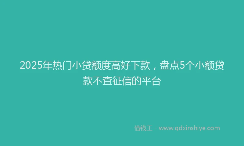 2025年热门小贷额度高好下款，盘点5个小额贷款不查征信的平台
