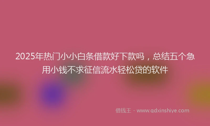 2025年热门小小白条借款好下款吗，总结五个急用小钱不求征信流水轻松贷的软件