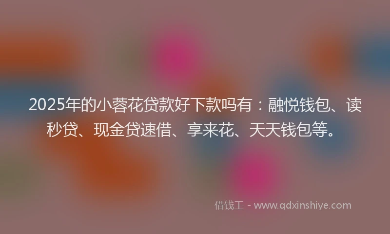 2025年的小蓉花贷款好下款吗有：融悦钱包、读秒贷、现金贷速借、享来花、天天钱包等。