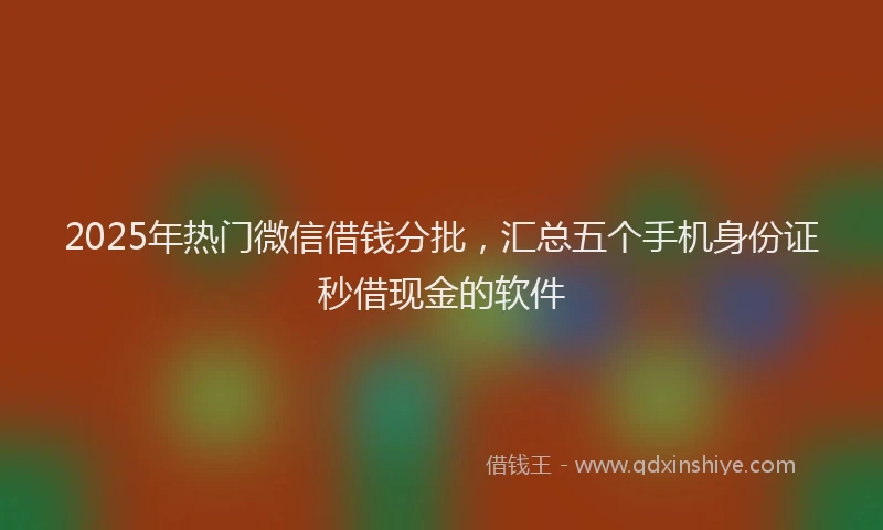 2025年热门微信借钱分批，汇总五个手机身份证秒借现金的软件