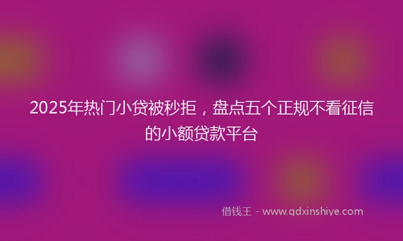 2025年热门小贷被秒拒，盘点五个正规不看征信的小额贷款平台
