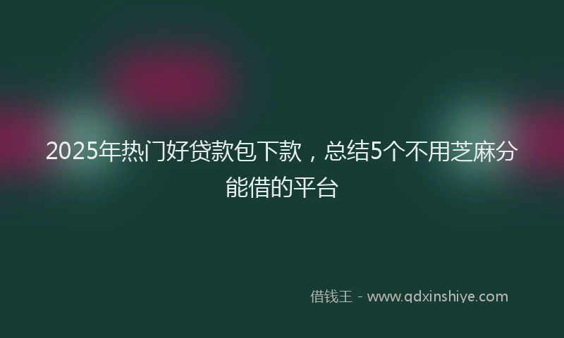 2025年热门好贷款包下款，总结5个不用芝麻分能借的平台