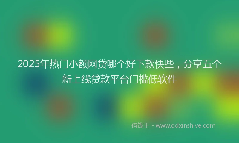 2025年热门小额网贷哪个好下款快些，分享五个新上线贷款平台门槛低软件