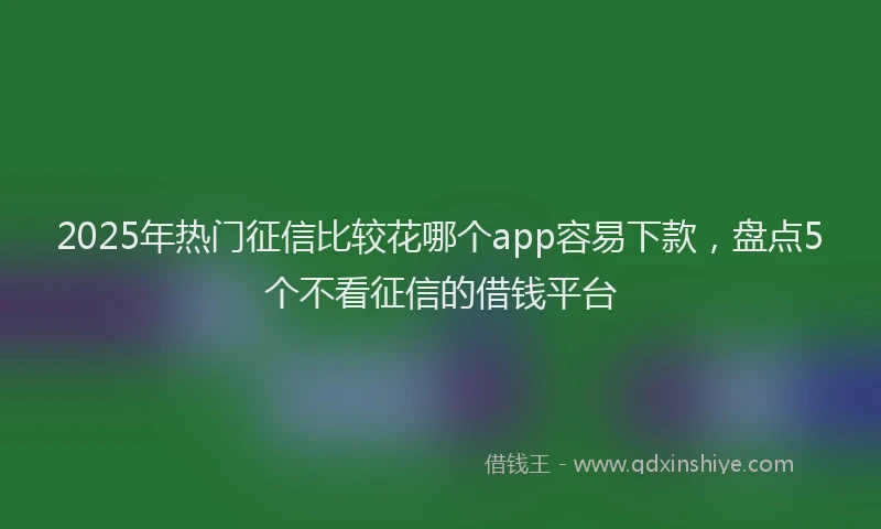 2025年热门征信比较花哪个app容易下款，盘点5个不看征信的借钱平台